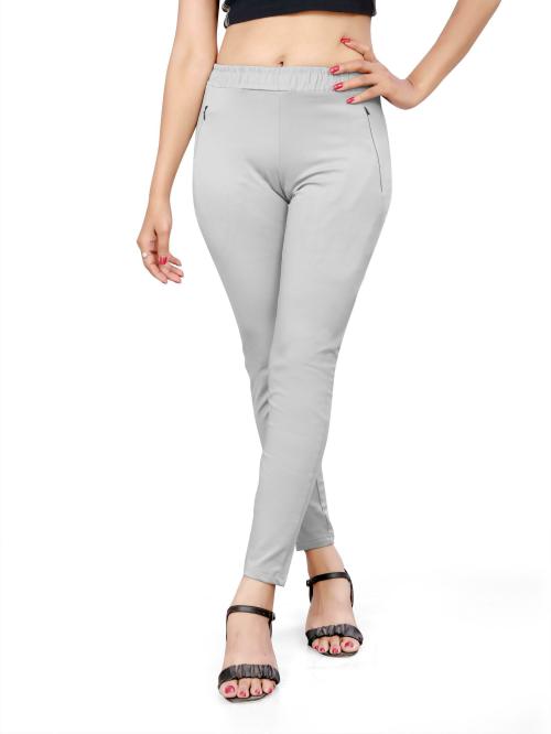 fithub Women Grey Solid Polycotton Track Pants (S)