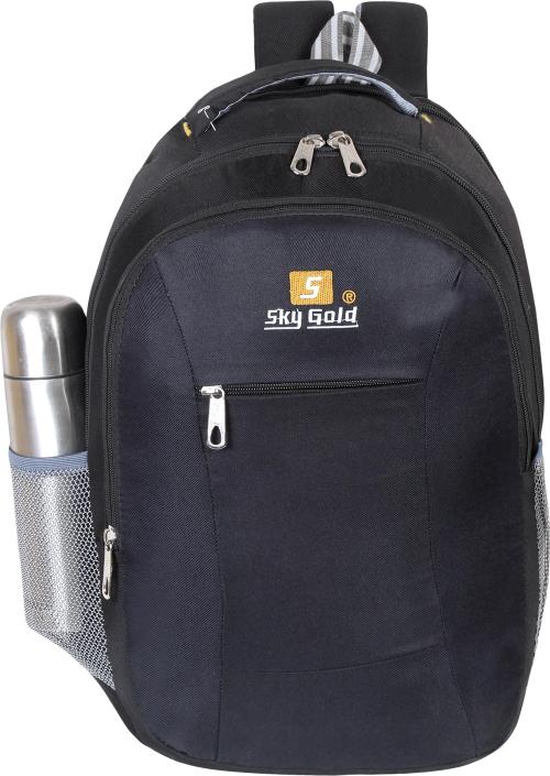 Sky Gold Black Denim College Casual Backpack, 30 L