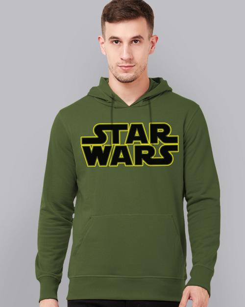 Free Authority Star Wars Printed Green Hoodie For Men