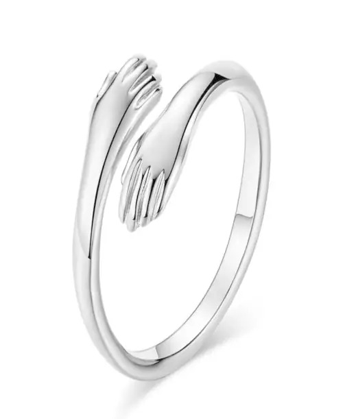 BLOOMSTYLE Two Hands Holding I Love Hug Ring stainless steel steel silver plated Ring