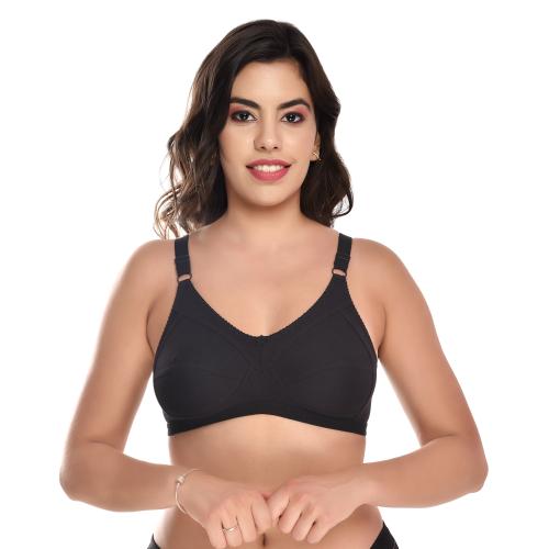 Aulevate Women Full Coverage Non Padded Bra (Black) (38)