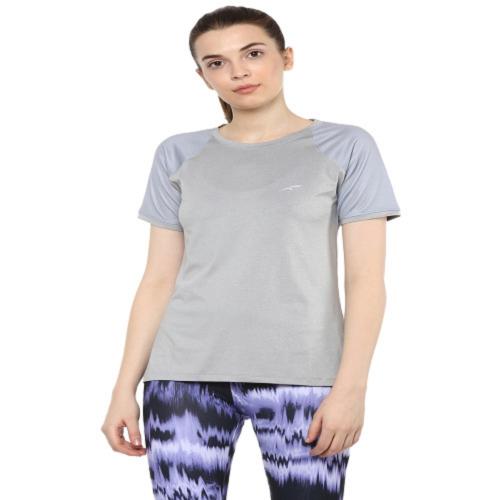 Furo by Red Chief Half Sleeves Regular Fit Poly Spandex Grey Texture Sports T-shirt for women