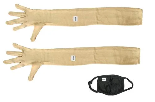 Cotson Women Solid Long Gloves with Anit-Pollution mask Dust protection (Beige)