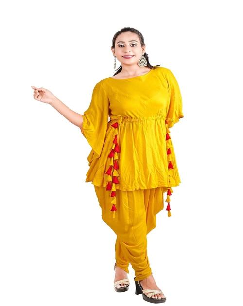 Rayie collection women kurta and dhoti set ( xl) yellow