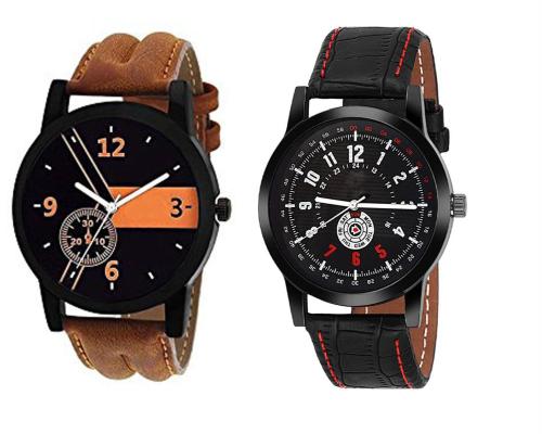 Crispy Analog Multicolor Dial Multicolor Strap Watch For Men (Pack of 2)