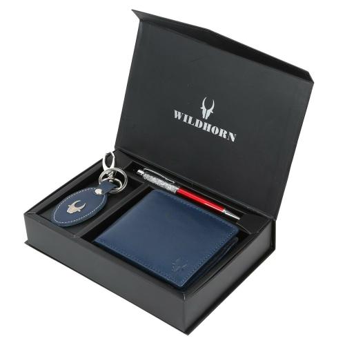 Wildhorn Men Blue Wallet Combo Set