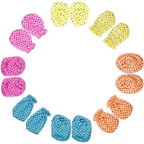 BIGBOUGHT Multicolor Hand Mittens With Booties - 0 - 4 Months (Pack Of 4)