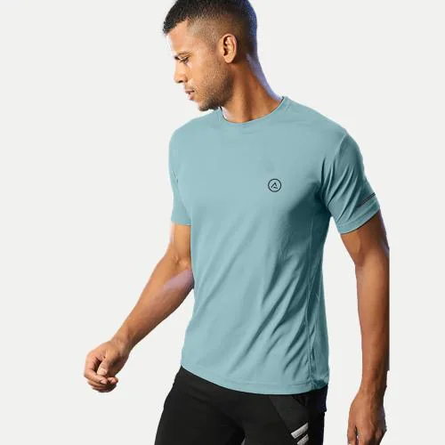 Rad Prix Men Turquoise Blue Regular Fit Sports T-shirt