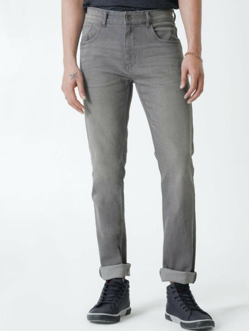 Buy UrbanMark Mens Slim Fit Washed Mid-Rise Stretchable Jeans-Grey ...