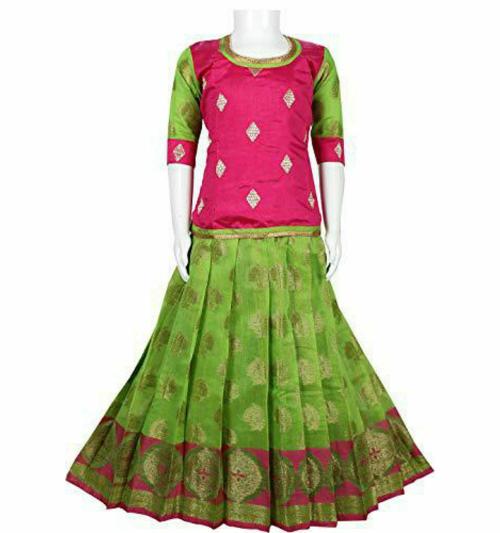 Shivangi clothing pattu pavadai (1-10 years) (7-8 Years)