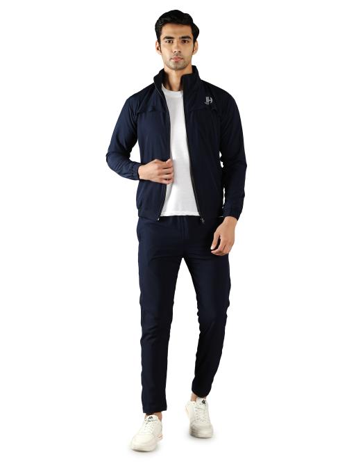 LONDON HEIGHTS Navy Blue Men's Athletic Tracksuit Full Zip Warm Jogging Track Suits, Gym Training Sportswear Suits