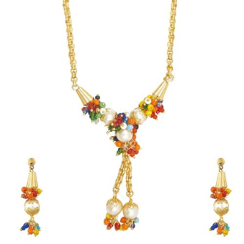 Buy Bodha By Shivansh Brass Gold Jewellery Necklace Set 22K with Earrings For Women Online at