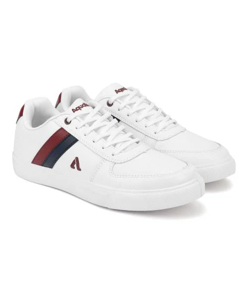 Aqualite Mens White, Maroon Sneakers