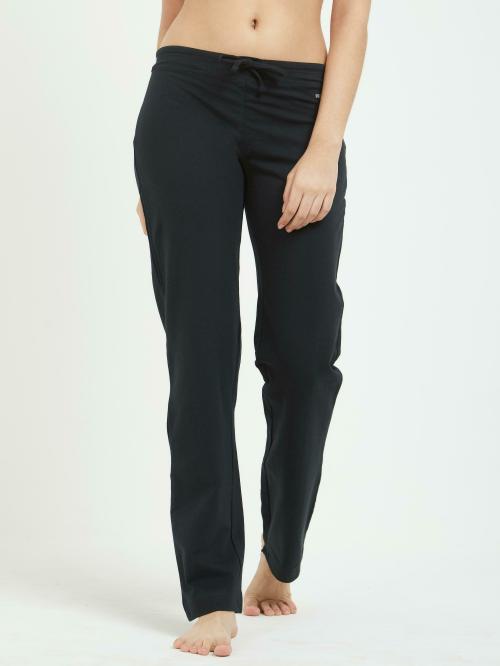 FRUIT OF THE LOOM Women's Black Solid Cotton Pack of 1 Pants