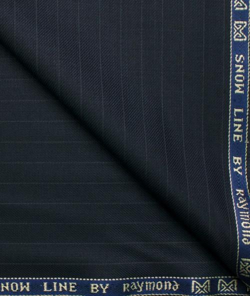 Raymond Men Blue Striped Polyester Viscose Blend 1.25 Meter Trouser Fabric