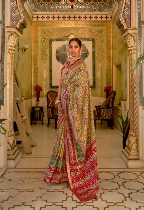 Pandadi Saree Womens Smoothy Printed Patola Silk Saree With Designer Border