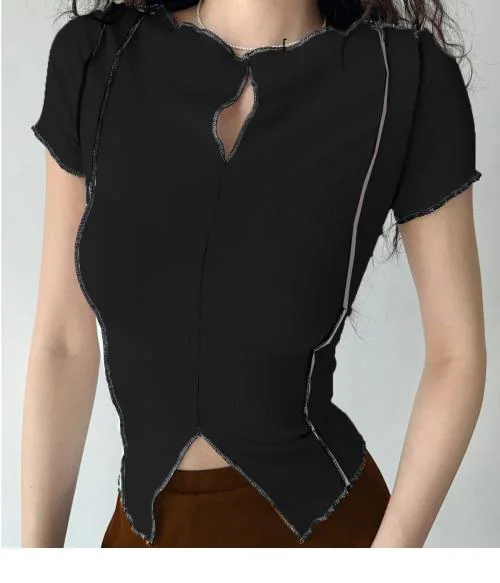 LIME Vibrant hem stitching crop top women