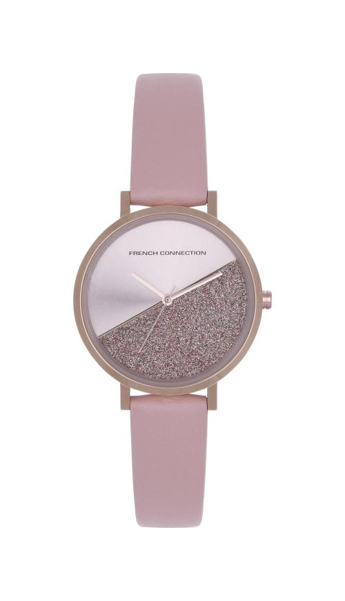 French Connection Analog Pink Dial Pink Strap Watch For Women