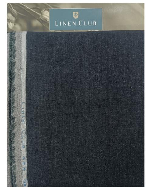 LinenClub Men Black Solid Linen Trouser Fabric