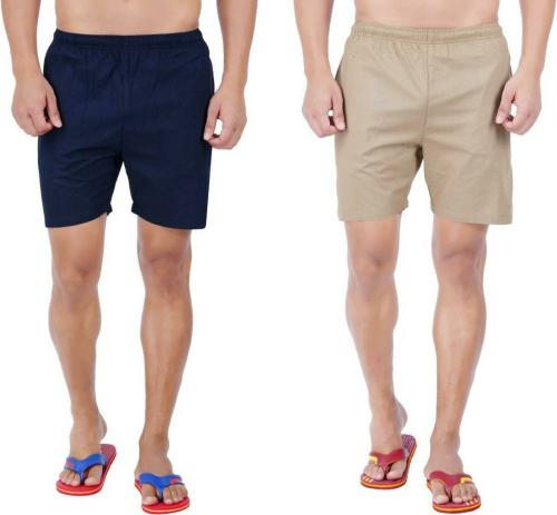 MERINO Men Multicolor Solid Pure Cotton Bermuda Shorts - L (Pack of 2)
