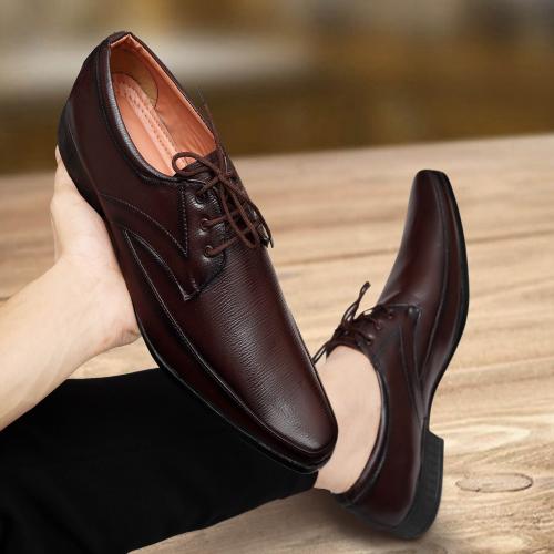 i addicted Formal Brown Synthetic Leather Lace Shoes For MenUK 9