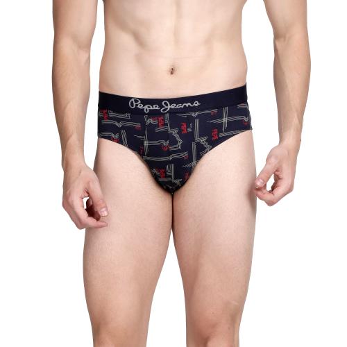 PEPE JEANS LONDON Men's Blue Printed Cotton Briefs