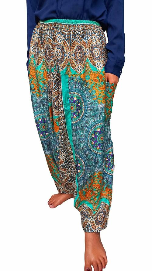 MILLION STORE Women Regular Fit Stylish Printed Afghani Harem Pant (Teal Blue)