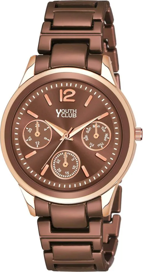 YOUTH CLUB Brown Dial Coffee Strap Analog Watch For Women (FSL-99COF)