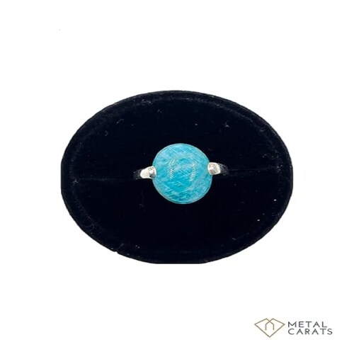 Metal Carats 925 Sterling Silver Oval Cabochon Amazonite 12 MM Ring Natural Amazonite Women Statement