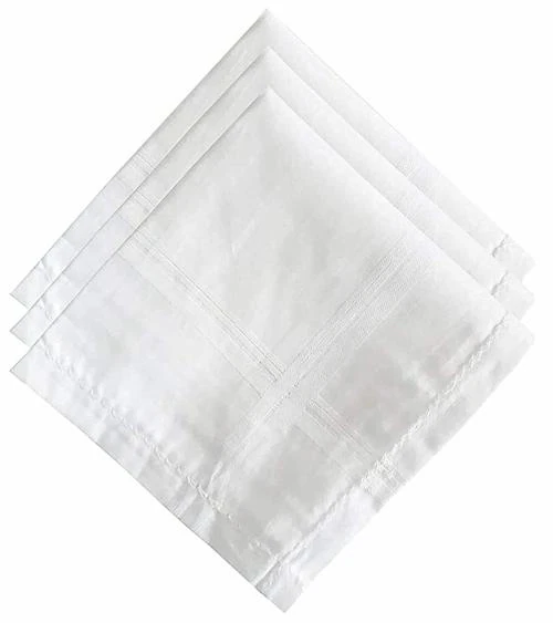 S4S 100% Pure Cotton, Pocket Square Hankies, Classic Plaid Pattern Perfect for Gift, Set of 3 (White), Standard