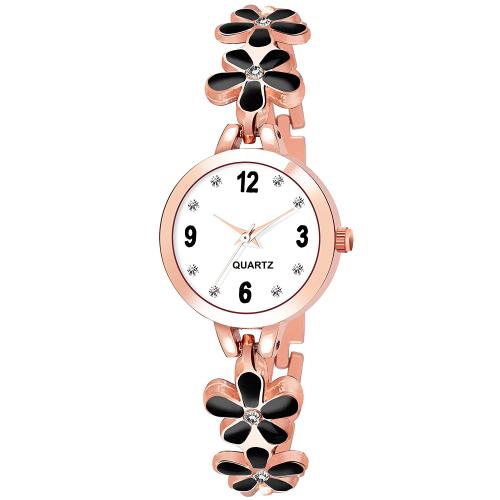 Goldenize Fashion Analog white Dial Rose Gold Strap Watch for Girls And Women, NEW FLWR BLK