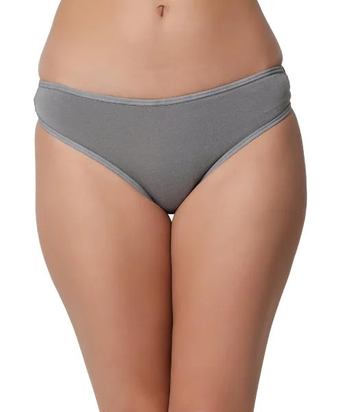 Bleeding Heart Women's Solid Grey Thong Panty, Low Waist with Minimal Back Coverage, Pack of 1