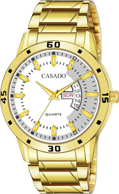 Casado Analog White Dial Gold Strap Watch For Men (Csd-372-White-Gold-Dd)