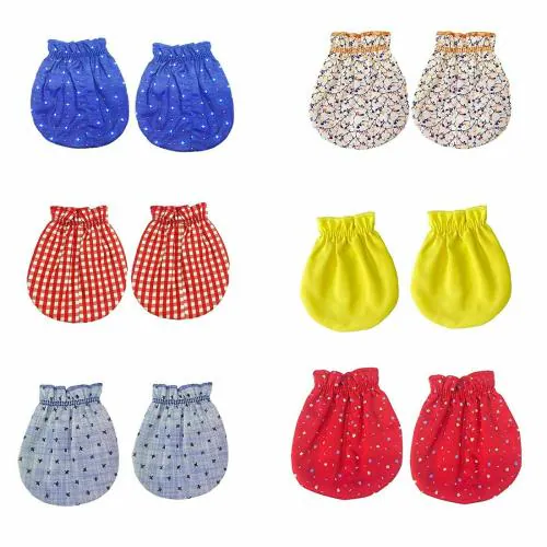Cute Landings New Born Baby Pack of 6 No Scratch Mittens Set