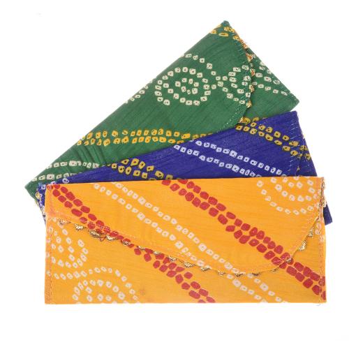 Kuber Industries Shagun Envelope for Gift|Bandhej Pattern for Gifting Lifafa|Cardboard Envelope for Marriage|Many Occassions|Pack of 3 (Assorted)