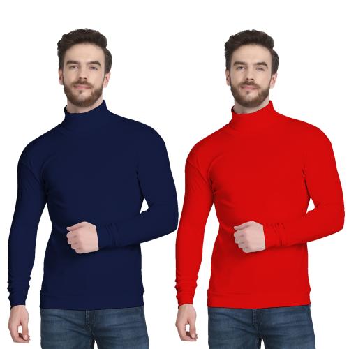 DIAZ Full Sleeve Solid Men Sweatshirt (Pack of 2) Navy,Red