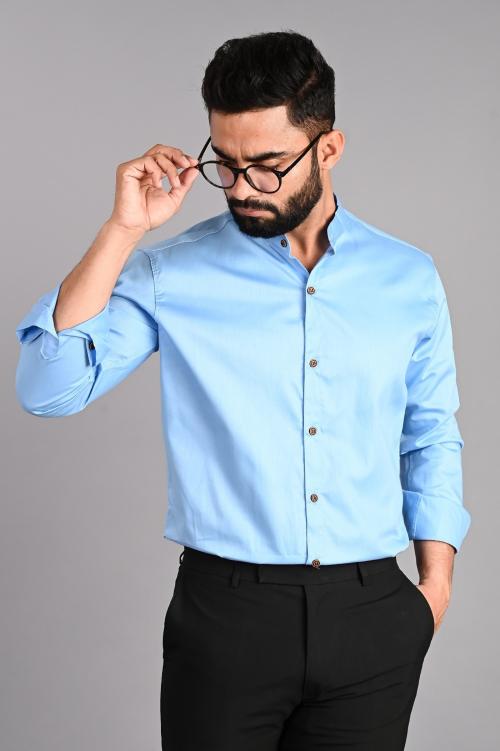 Pagboys Men's Formal Shirt | Slim Fit | Spread Collar Shirt | Regular & Casual Wear (Shirts-Sky Blue-L)