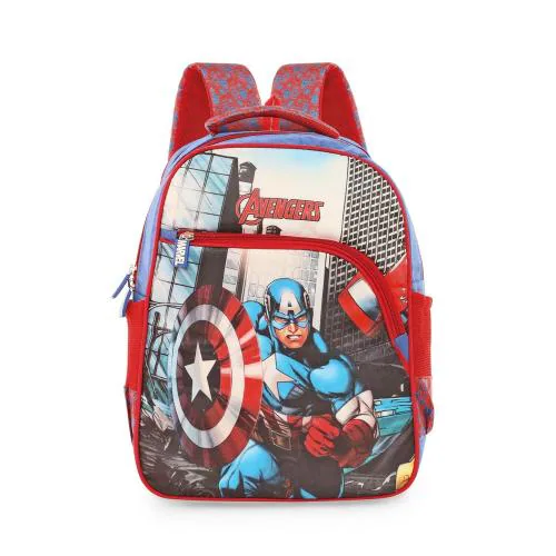 Priority Marvel Captain America Printed Polyester School Backpack For Kids | Specially School Bag For Boys (Medium | Blue)