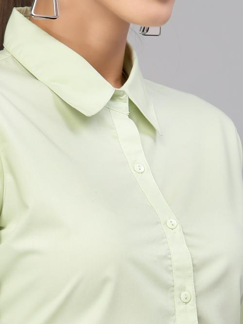 Style Quotient Women Lime Green Solid Classic Formal Shirt