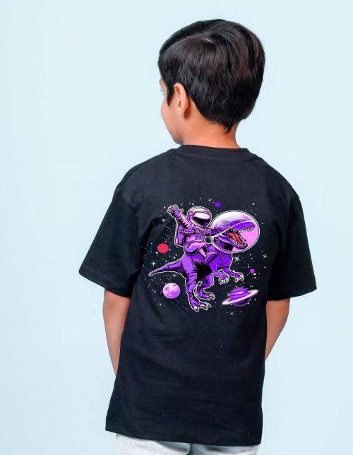 Nusyl Black Boys Printed Oversized T-shirt