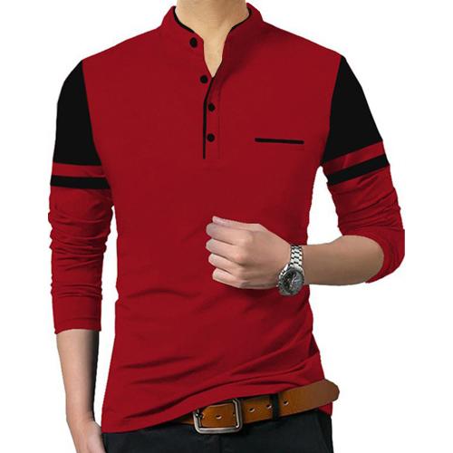 TRIPR Solid Men Mandarin Collar White, Black T-Shirt| T-Shirt For Men| Mens Tshirt| Printed Mens Tshirt | T-Shirt