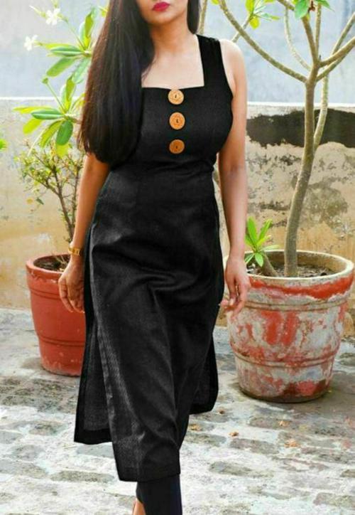 CBDI CREATION Women Designer Stylish Button Kurti(Black)(M)