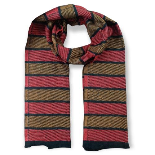 Yarnsmith Men And Women Striped Woollen Mufflers With Short Fringed Border