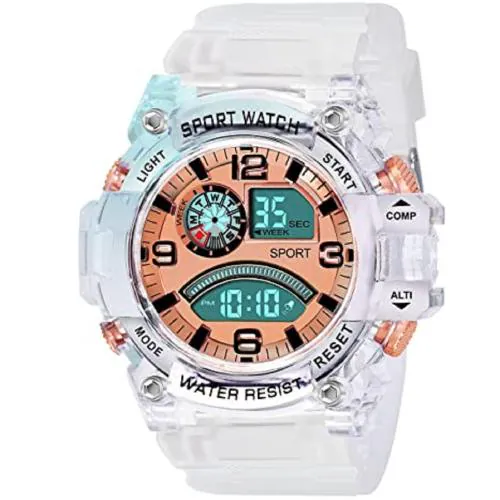 WATCHVERSE Analogue Boy's Watch Round Shape With A Quality Transparent Rubber Band Rose Gold Color