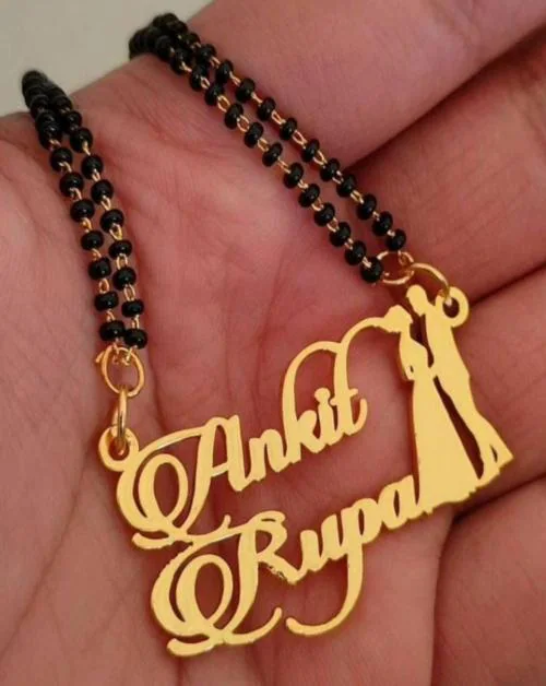 HELICX Couple Name Mangalsutra Gold plated Mangalsutra Name pendant Customized Jewelry Gifts for Women with Chain