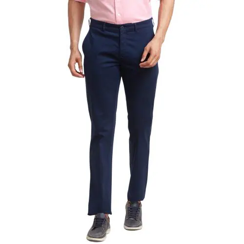 Buy ColorPlus Regular Fit Solid Blue Trouser Online at Best Prices in ...