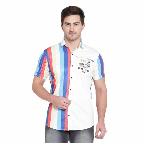 VIHAAN CLOTHING Men Multicolor Printed Cotton Lycra Regular Fit Casual Shirt - L