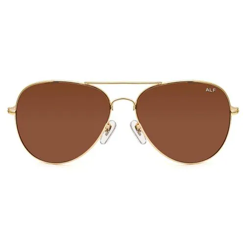 EYEMYEYE ALF S25B3667 Gold Tinted Aviator Sunglasses for Men and Women, Durable, Shatter-Resistant Lenses, UV-400 Protection with Free Sunglasses Case and Cleaning Cloth (Medium, Brown)