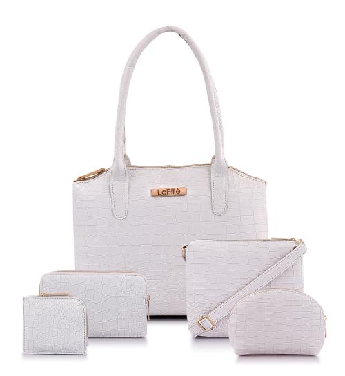 Buy LaFille Women's Handbag Ladies Purse Combo Set of 5 Pcs DGN271CB5White Online at Best
