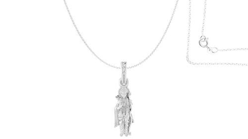 A Akshat Sapphire Pure Silver God Ram Pendant With Chain Suitable For Womens